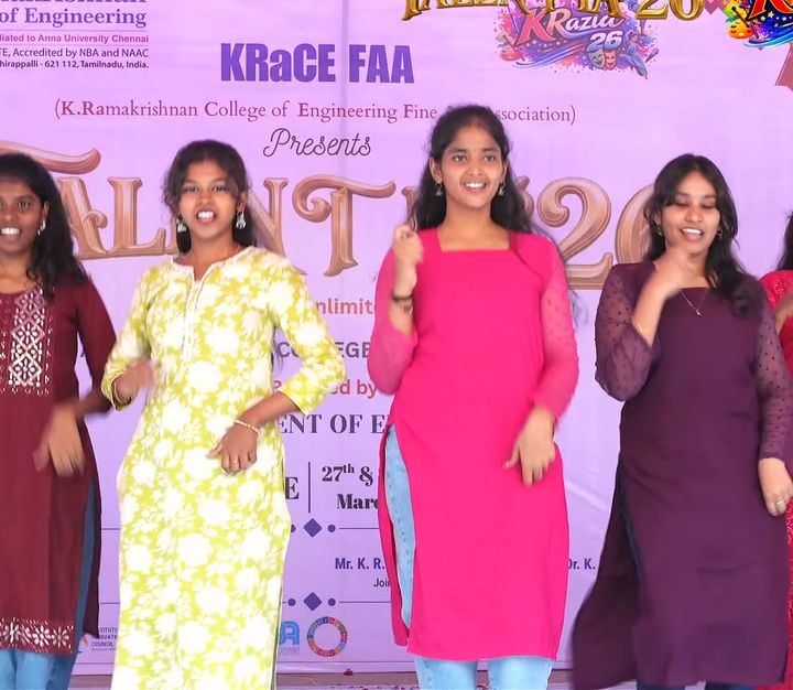 Students dancing in colourful kurtas at Talentia ’26